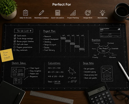 The Blueprint Deskmat — Double-Sided Dry-Erase Desk Mat with Marker