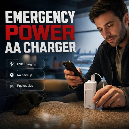 Portable Emergency Phone Charger AA Battery Powered Power Bank with LED Flashlight